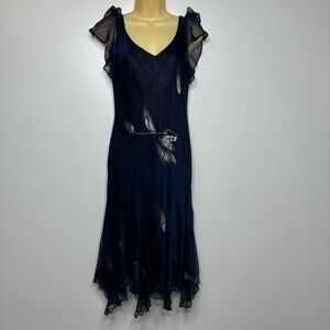 S.L. Fashions Size 8 Vintage y2K Dress Fairy Whimsi Ruffles Sleeveless Blue midi